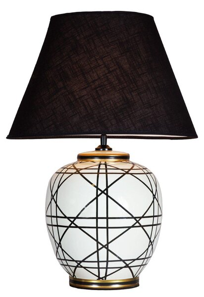 PR Home New York stolna lampa, crna, visina 60 cm, keramička, Dnevni boravak/blagovaonica, Tkanina / tekstil