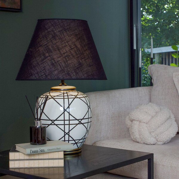 PR Home New York stolna lampa, crna, visina 63 cm, keramička, Crno, Dnevni boravak/blagovaonica, Tkanina / tekstil