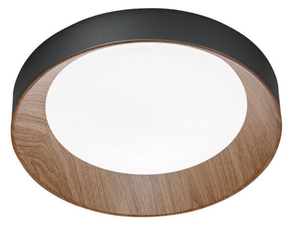Luce Ambiente Design Arka LED stropna svjetiljka, Ø 40 cm, crna/drveni izgled, metalna CCT, Crno, Dnevni boravak/blagovaonica, Metal