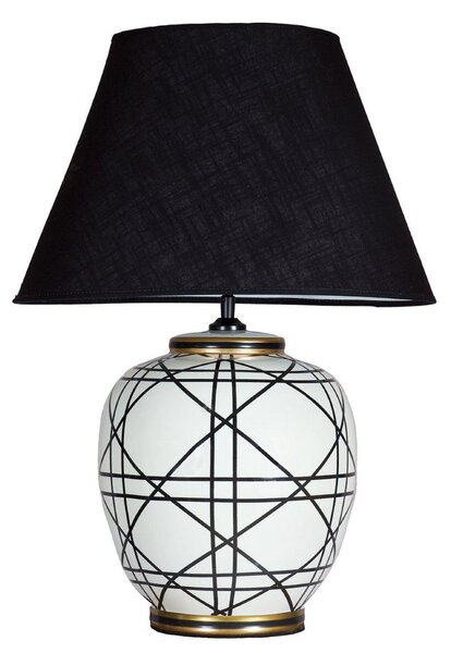 PR Home New York stolna lampa, crna, visina 60 cm, keramička, Dnevni boravak/blagovaonica, Tkanina / tekstil