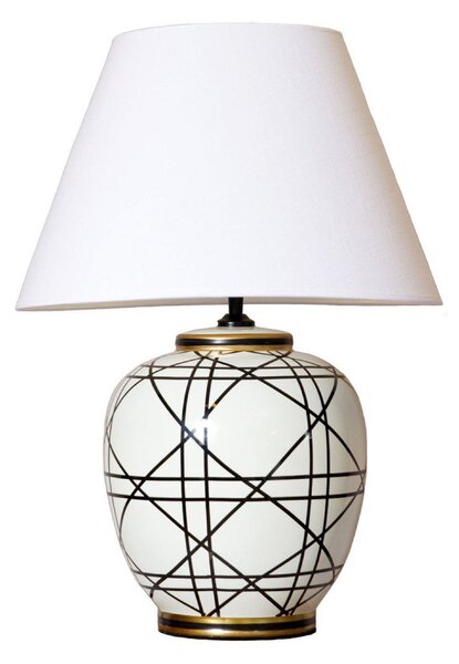 PR Home New York stolna lampa, bijela, visina 60 cm, keramička, Bijela, Dnevni boravak/blagovaonica, Tkanina / tekstil