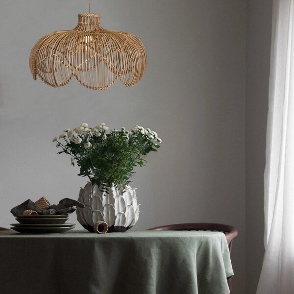 PR Home Belle viseća lampa, boja drveta, ratan, Ø 43 cm, prigušiva, Drvo, Dnevni boravak/blagovaonica, Drvo