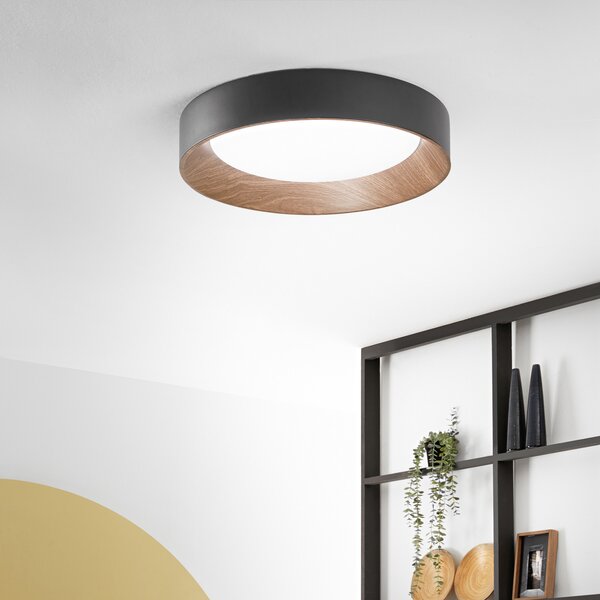 Luce Ambiente Design Arka LED stropna svjetiljka, Ø 50 cm, crna, metalna, CCT, Crno, Dnevni boravak/blagovaonica, Metal
