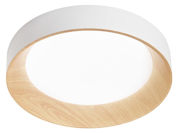 Luce Ambiente Design Arka LED stropna svjetiljka, Ø 50 cm, bijela/drveni izgled, metal, CCT, Bijela, Dnevni boravak/blagovaonica, Metal