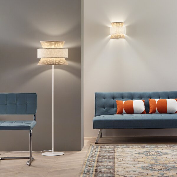 Luce Ambiente Design Podna lampa Gazebo, prirodna/bež, visina 147 cm, ratan/tkanina, Bež, Dnevni boravak/blagovaonica, Drvo
