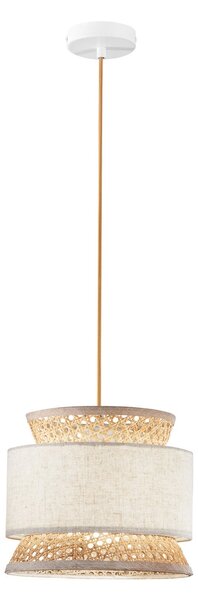 Luce Ambiente Design Viseća lampa za sjenicu, prirodna/bež, Ø 26 cm, ratan/tkanina, prigušiva, Bež, Dnevni boravak/blagovaonica, Drvo