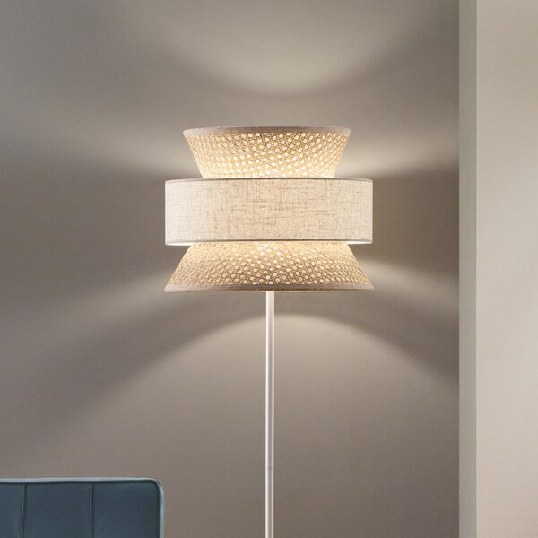 Luce Ambiente Design Podna lampa Gazebo, prirodna/bež, visina 147 cm, ratan/tkanina, Bež, Dnevni boravak/blagovaonica, Drvo