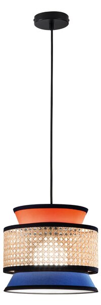 Luce Ambiente Design Viseća lampa za sjenicu, narančasta/plava/prirodna, Ø 26 cm, tkanina/ratan, prigušiva, Naranča, Dnevni boravak/blagovaonica, Tkanina / tekstil