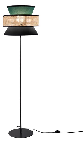 Luce Ambiente Design Podna lampa Gazebo, zelena/crna/prirodna, 147 cm, tkanina/ratan, Zelena, Dnevni boravak/blagovaonica, Tkanina / tekstil