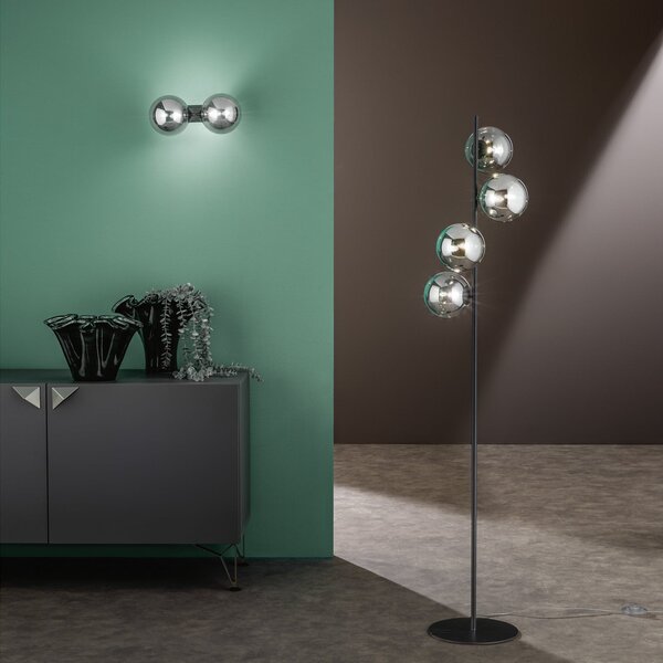 Luce Ambiente Design Zidna svjetiljka HONEY, visina 34 cm, crna/dimno siva, 2 svjetla, prigušiva, Crno, Dnevni boravak/blagovaonica, Staklo