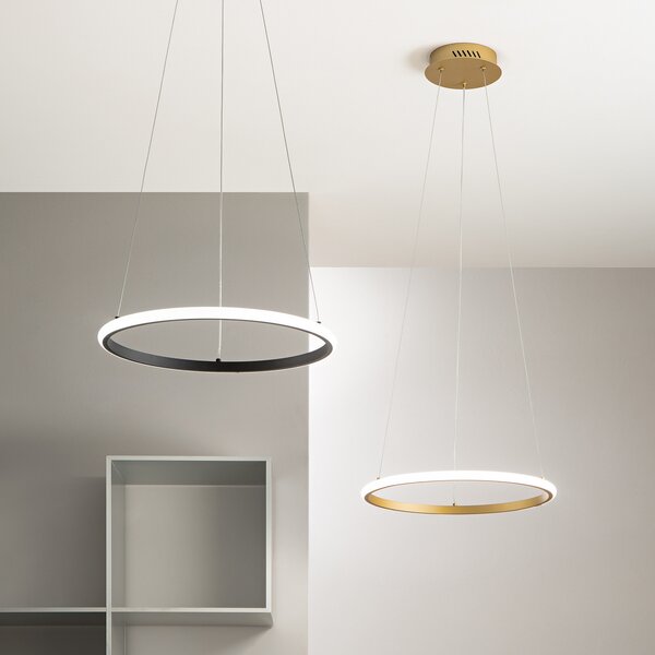 Luce Ambiente Design Axis LED viseća svjetiljka, Ø 60 cm, crna, metalna, CCT, Crno, Dnevni boravak/blagovaonica, Metal