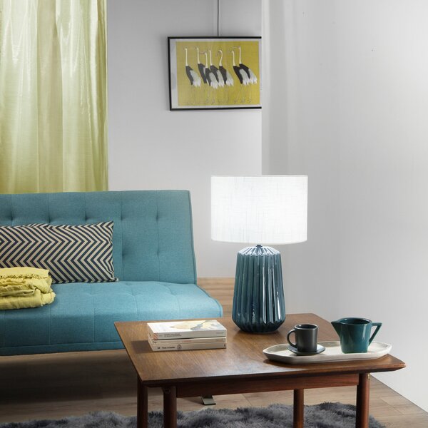 Luce Ambiente Design Stolna lampa Kiowa, visina 46 cm, plava/bijela, keramika/tkanina, Plava, Dnevni boravak/blagovaonica, Keramika