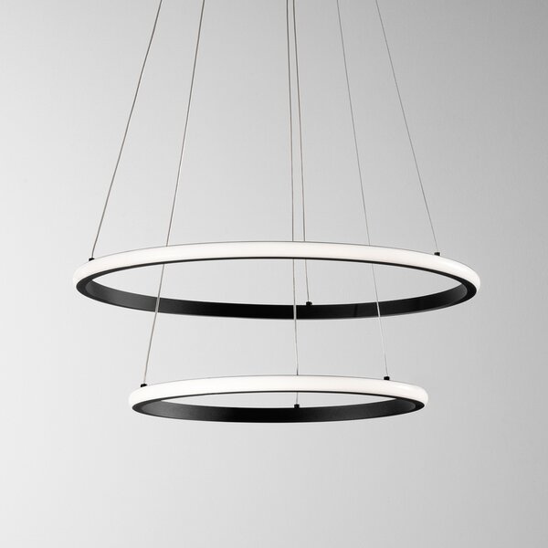Luce Ambiente Design Axis LED viseća svjetiljka, Ø 60/40 cm, crna, metalna, CCT, RGB, Crno, Dnevni boravak/blagovaonica, Metal
