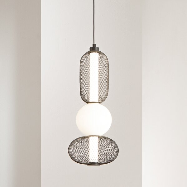 Luce Ambiente Design INKAS LED viseća svjetiljka, visina 53 cm, crna, staklo/metal, CCT, Crno, Dnevni boravak/blagovaonica, Staklo