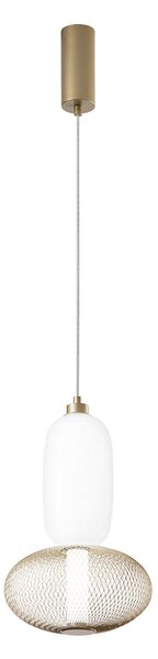 Luce Ambiente Design INKAS LED viseća lampa, visina 41 cm, staklo/metal zlatne boje CCT, Zlato / mjed, Dnevni boravak/blagovaonica, Staklo