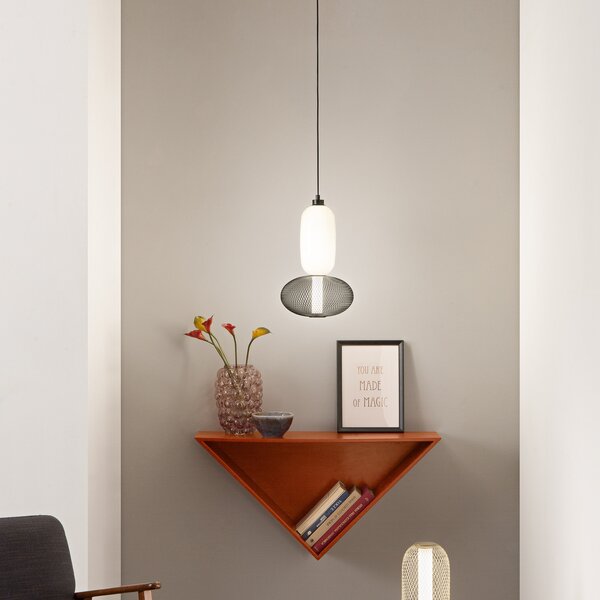 Luce Ambiente Design INKAS LED viseća lampa, visina 90 cm, crna, staklo/metal, CCT, Crno, Dnevni boravak/blagovaonica, Staklo