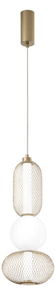 Luce Ambiente Design INKAS LED viseća lampa, visina 53 cm, staklo/metal boje zlata CCT, Zlato / mjed, Dnevni boravak/blagovaonica, Staklo