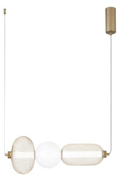 Luce Ambiente Design INKAS LED viseća lampa, visina 53 cm, staklo/metal boje zlata CCT, Zlato / mjed, Dnevni boravak/blagovaonica, Staklo