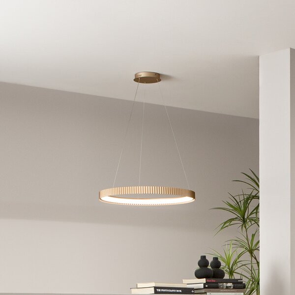 Luce Ambiente Design Niike LED viseća svjetiljka, zlatna, Ø 50 cm, metalna, CCT, Zlato / mjed, Dnevni boravak/blagovaonica, Metal