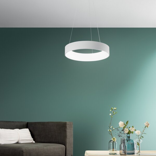 Luce Ambiente Design LED viseća svjetiljka Noah, bijela, Ø 60 cm, metalna, CCT, Bijela, Dnevni boravak/blagovaonica