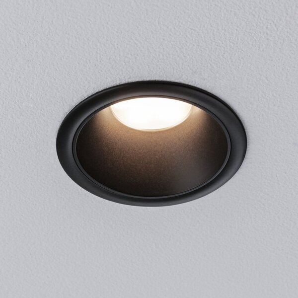 Paulmann LED ugradbena svjetiljka Cole Coin crna Ø9cm IP44 dim 3 komada, prigušiva, Crno, kupaonica, Metal, Montaža na strop