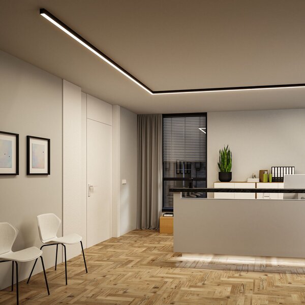 Paulmann LED svjetlosna traka Linion, crna, kut od 90°, 3000 K, prigušiva, Crno, Dnevni boravak/blagovaonica, Aluminij