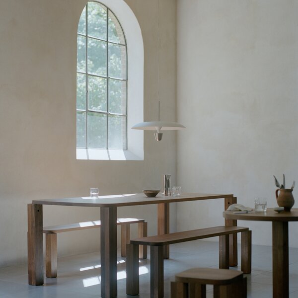 New Works LED viseća svjetiljka Kantarell, Ø 55 cm, nikal, prigušiva, Bijela, Dnevni boravak/blagovaonica, Metal
