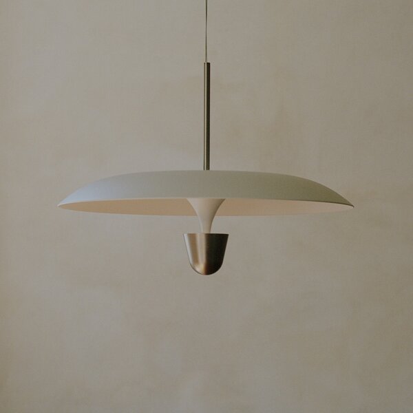 New Works LED viseća svjetiljka Kantarell, Ø 55 cm, nikal, prigušiva, Bijela, Dnevni boravak/blagovaonica, Metal