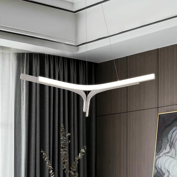Viokef Alta LED viseća lampa, srebrna, Ø 70 cm, metalna, Metalik, Dnevni boravak/blagovaonica, Aluminij