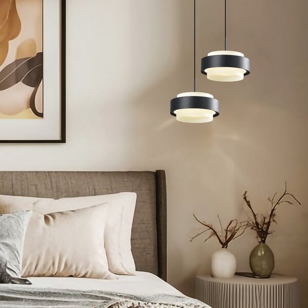 Viokef LED viseća svjetiljka Donal, Ø 17 cm, crna, metalna, Crno, Dnevni boravak/blagovaonica, Aluminij