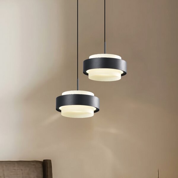 Viokef LED viseća svjetiljka Donal, Ø 17 cm, crna, metalna, Crno, Dnevni boravak/blagovaonica, Aluminij