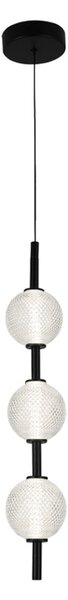 Viokef Abeona LED viseća lampa, Ø 10 cm, crna, metal/staklo, 3 žarulje., Crno, Dnevni boravak/blagovaonica, Metal