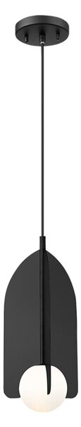 Viokef Viseća lampa Fedora, Ø 22 cm, crna, metal/staklo, prigušiva, Crno, Dnevni boravak/blagovaonica, Metal