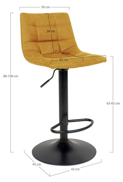 Žute barske stolice u setu 2 kom 88 cm Middelfart – House Nordic