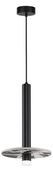 Viokef Leandros LED viseća svjetiljka, crna, Ø 40 cm, umjetni kamen/metal, Crno, Dnevni boravak/blagovaonica, Metal