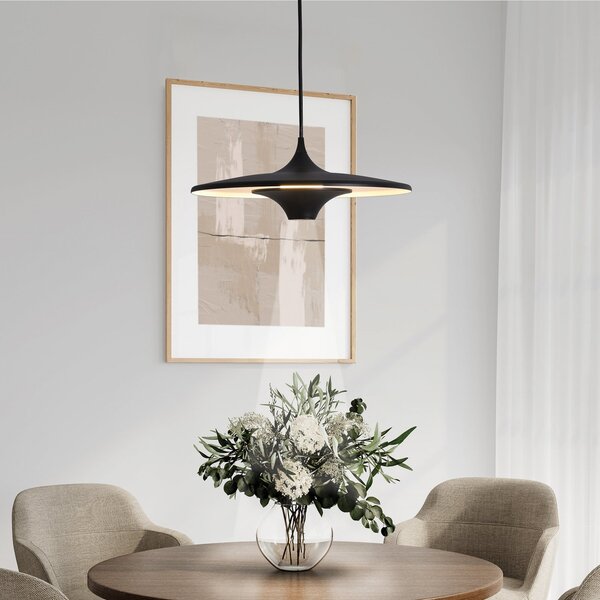 Viokef Rene LED viseća svjetiljka, crna, Ø 42 cm, metalna, Crno, Dnevni boravak/blagovaonica, Metal