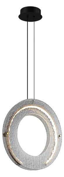 Viokef Viseća LED svjetiljka Tamara, dimno siva, Ø 40 cm, staklo/metal, Sivo, Dnevni boravak/blagovaonica, Staklo