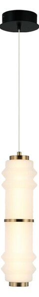 Viokef Dereck LED viseća lampa, bijela/brončana, Ø 10 cm, staklo, Bijela, Dnevni boravak/blagovaonica, Staklo