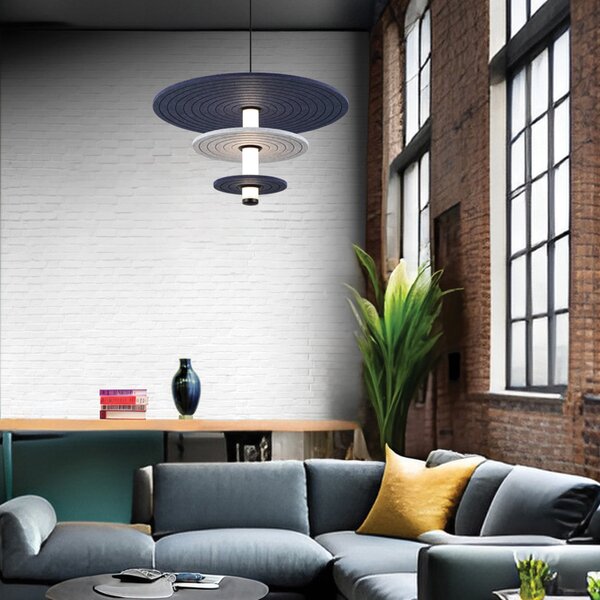 Viokef Azul LED viseća lampa, visina 31 cm, plava/siva/crna, filc, Sivo, Dnevni boravak/blagovaonica, Plastika