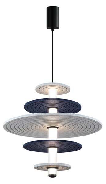 Viokef Azul LED viseća lampa, visina 46 cm, plava/siva/crna, filc, Sivo, Dnevni boravak/blagovaonica, Plastika