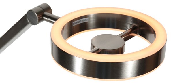 Steinhauer Ringlux LED podna lampa, boje čelika, metal, 2700 K, prigušivač, prigušiva, Metalik, Dnevni boravak/blagovaonica, Metal