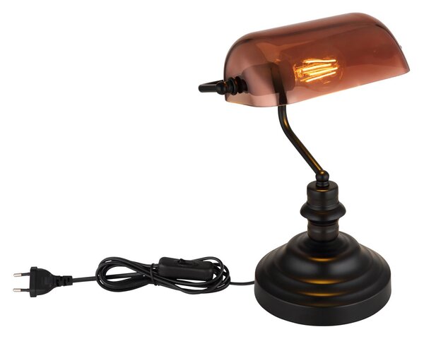 Globo Antička stolna lampa, bakrene boje/mat crne, visina 37 cm, Crno, spavaća soba, Metal
