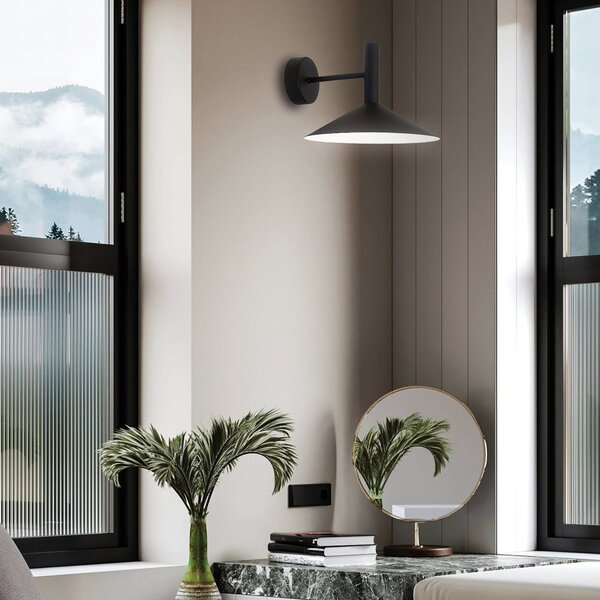 Viokef Marsi LED zidna lampa, crna, Ø 25 cm, metalna, Crno, Dnevni boravak/blagovaonica, Metal