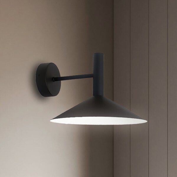 Viokef Marsi LED zidna lampa, crna, Ø 25 cm, metalna, Crno, Dnevni boravak/blagovaonica, Metal