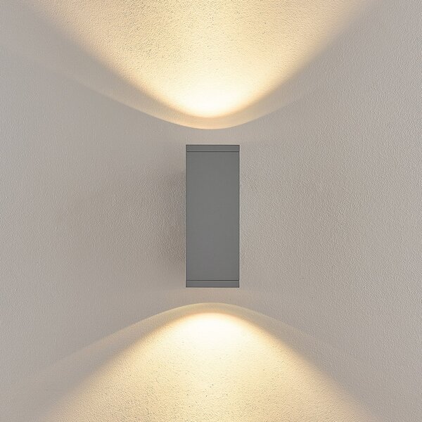 Deko-Light ShoreLine Pro Square LED vanjska zidna svjetiljka gore/dolje, svijetlosiva, prigušiva, Sivo, Aluminij