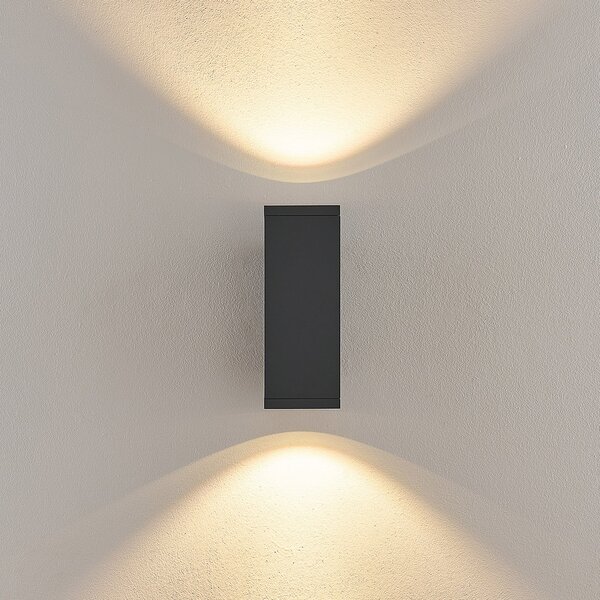 Deko-Light ShoreLine Pro Square LED vanjska zidna svjetiljka gore/dolje, tamno siva, prigušiva, Crno, Aluminij