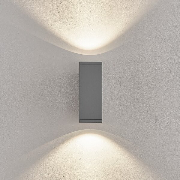 Deko-Light ShoreLine Pro Square LED vanjska zidna svjetiljka gore/dolje, svijetlosiva, prigušiva, Sivo, Aluminij