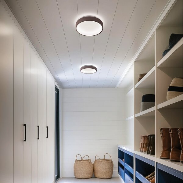 Linea Light LED zidna svjetiljka Iside, smeđa, metalna, Ø 35 cm, IP40, prigušiva, Smeđa / hrđa, Dnevni boravak/blagovaonica, Metal
