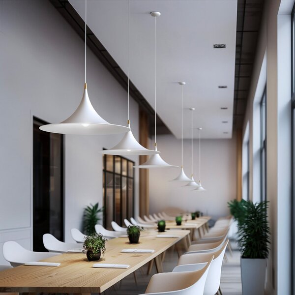 Linea Light Morgana viseća svjetiljka, bijela/nikal, metal, Ø 48 cm, E27, prigušiva, Bijela, Dnevni boravak/blagovaonica, Aluminij