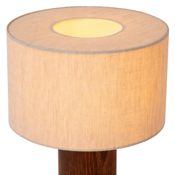 Lucide Stolna lampa Tachina, visina 31 cm, smeđa/prirodna, drvo/tkanina, Drvo, Dnevni boravak/blagovaonica, Drvo